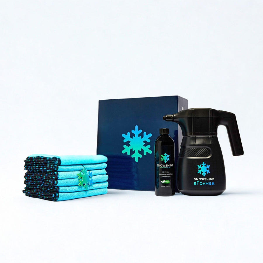 SnowShine Signature Set waterless car wash kit with foam sprayer, concentrate and microfiber towels